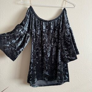 Boutique velvet off the shoulder top